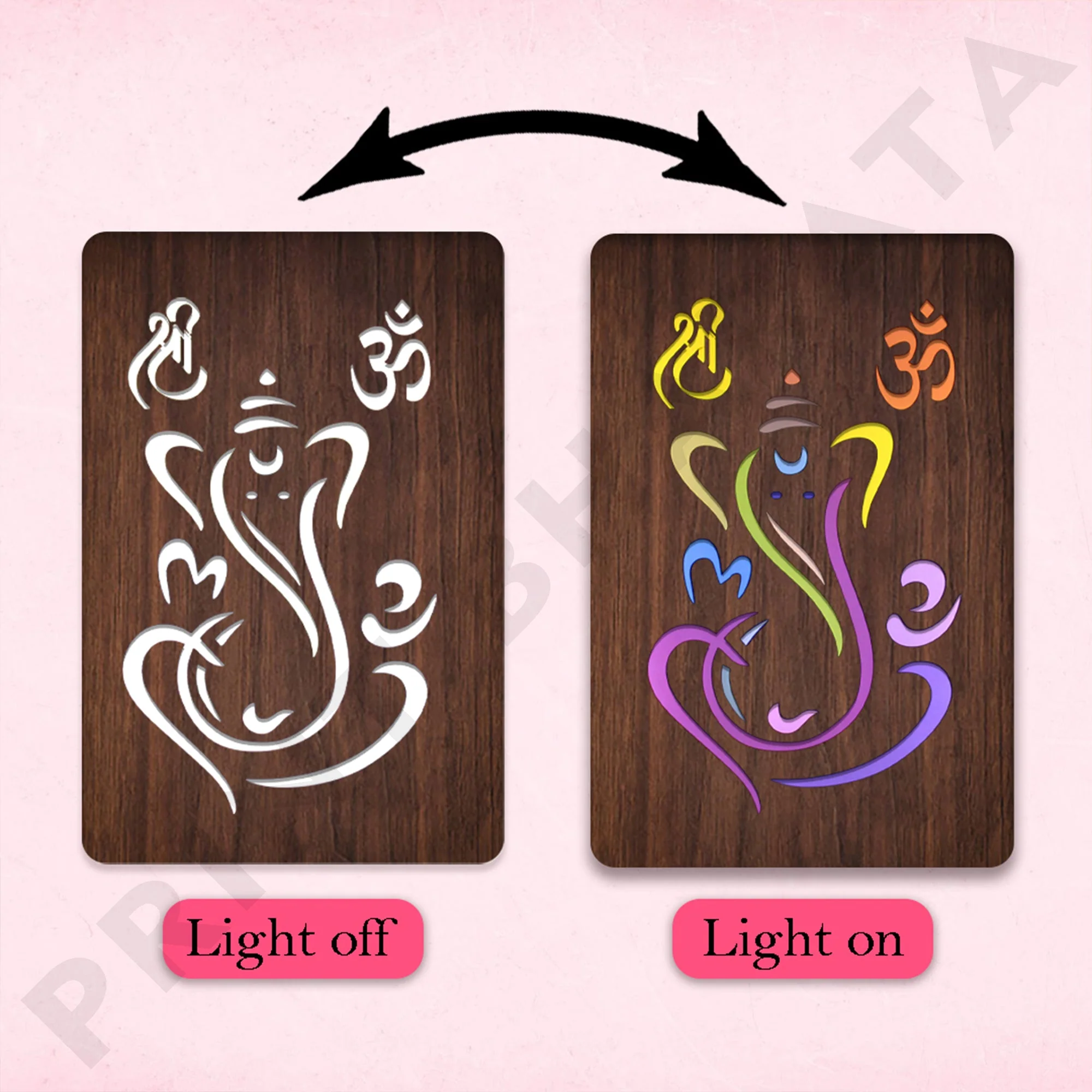 Neon MDF Shri Ganesh ji Frame - Image 3