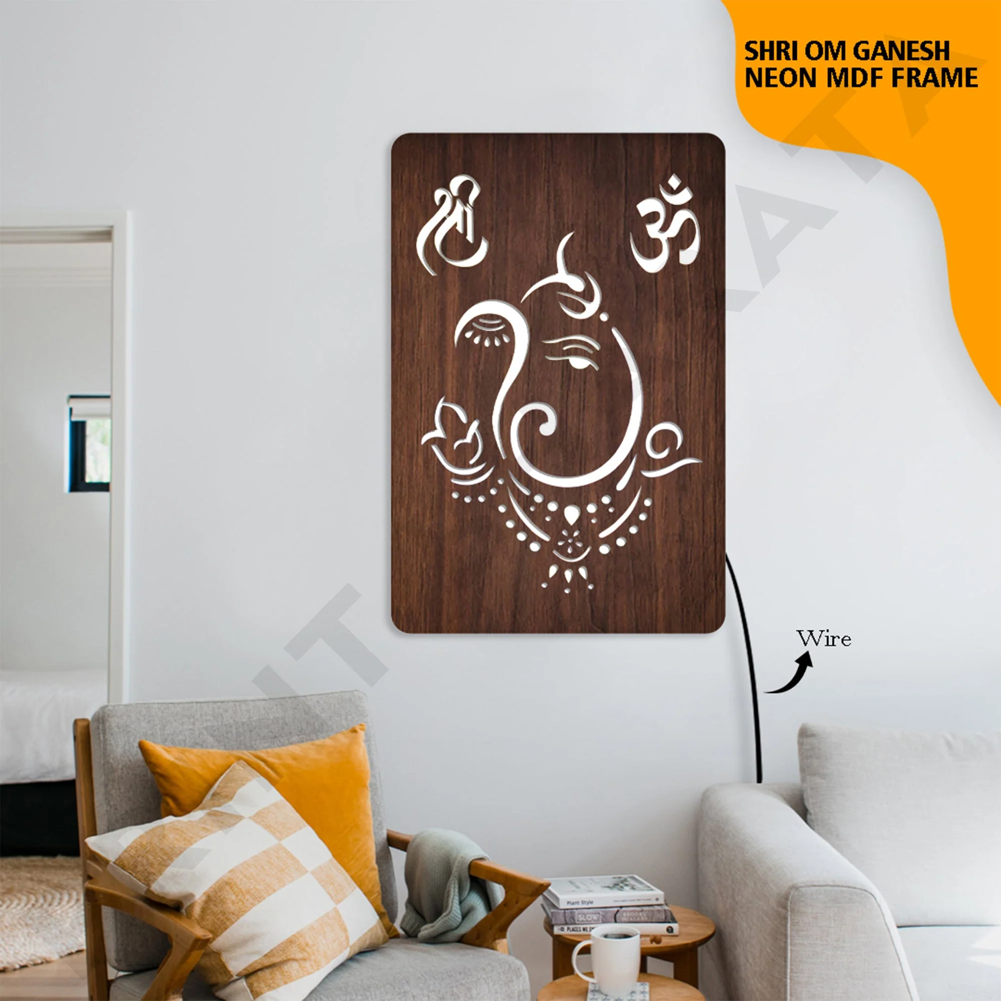 Neon MDF Shri Om Ganesh ji Frame - Image 2
