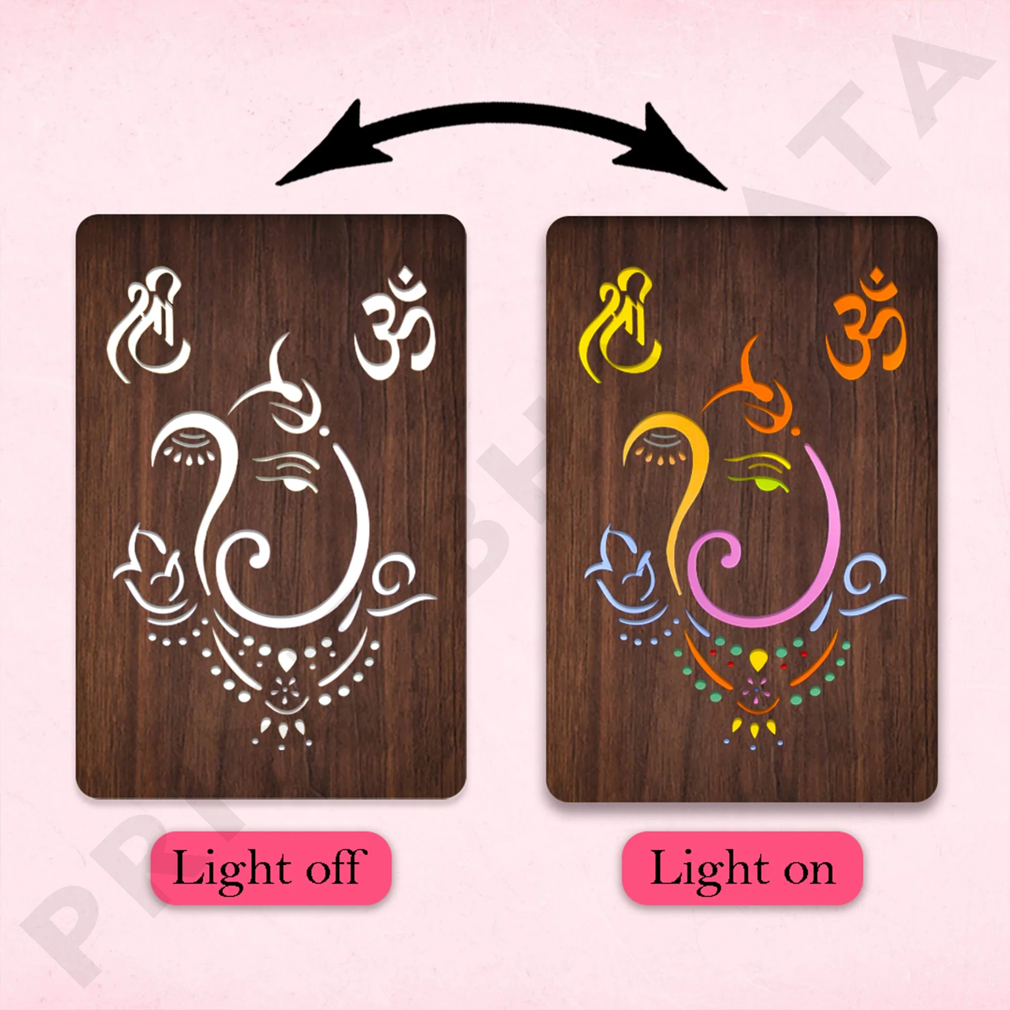 Neon MDF Shri Om Ganesh ji Frame - Image 3