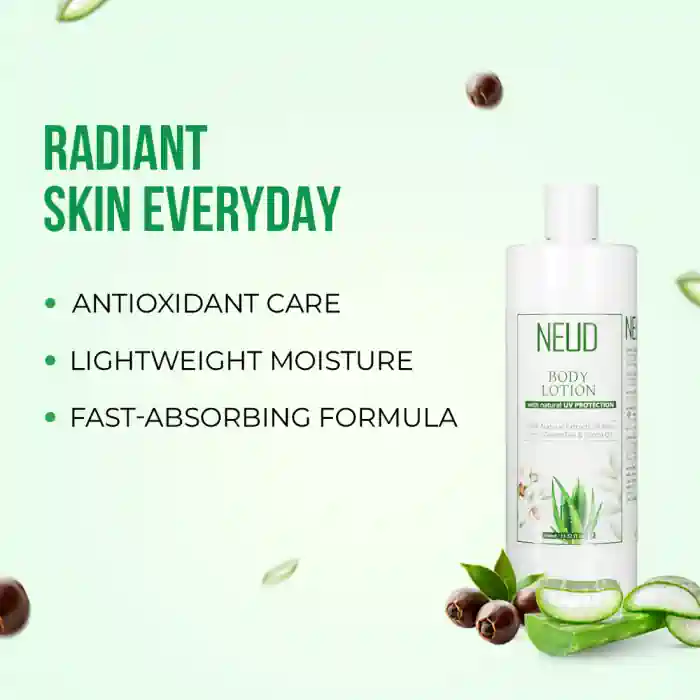 NEUD Body Lotion with Natural Extracts of Aloe Vera, Green Tea and Jojoba Oil for Men and Women - 400ml - Image 2