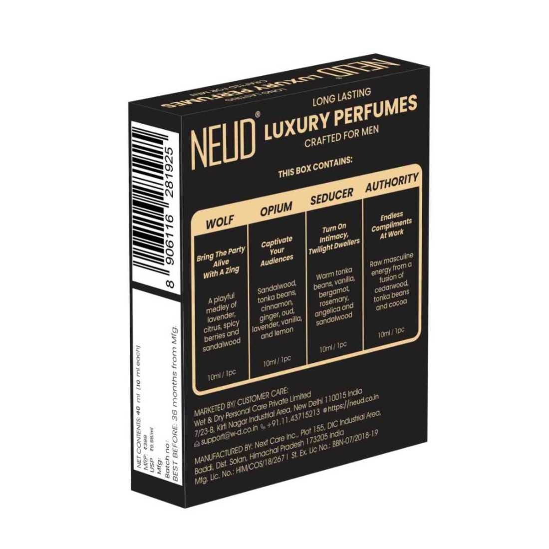 NEUD Luxury Pocket Perfume Gift Set for Men 4x10ml (Citrus, Lavender, Cedarwood, Vanilla), Long Lasting - Image 7