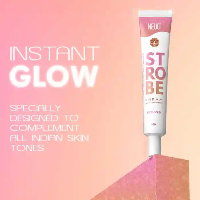 NEUD Strobe Cream Rose Gold with Cocoa Butter and Hyaluronic Acid, Lab Tested All-in-One Makeup Beauty Enhancer - 50g - Image 3
