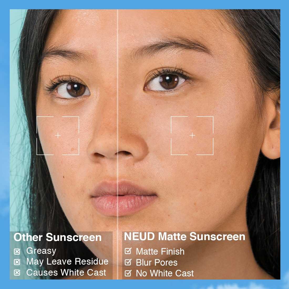 NEUD Ultra Velvety Matte Priming Sunscreen Dry Touch with SPF 50 PA++++ and Vitamin E, Sweat-Resistant, No White Cast - 50g - Image 5