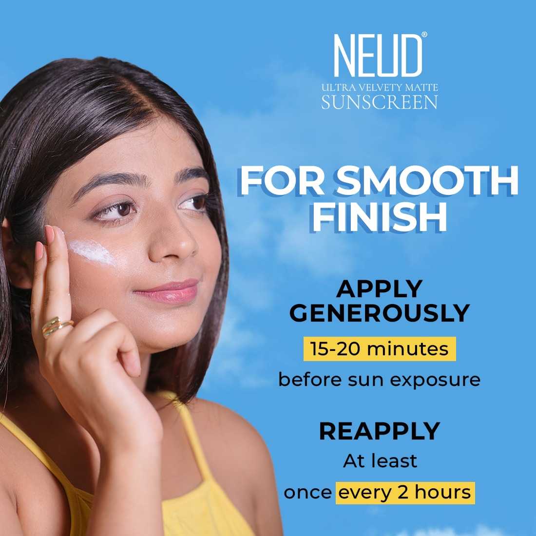 NEUD Ultra Velvety Matte Priming Sunscreen Dry Touch with SPF 50 PA++++ and Vitamin E, Sweat-Resistant, No White Cast - 50g - Image 6