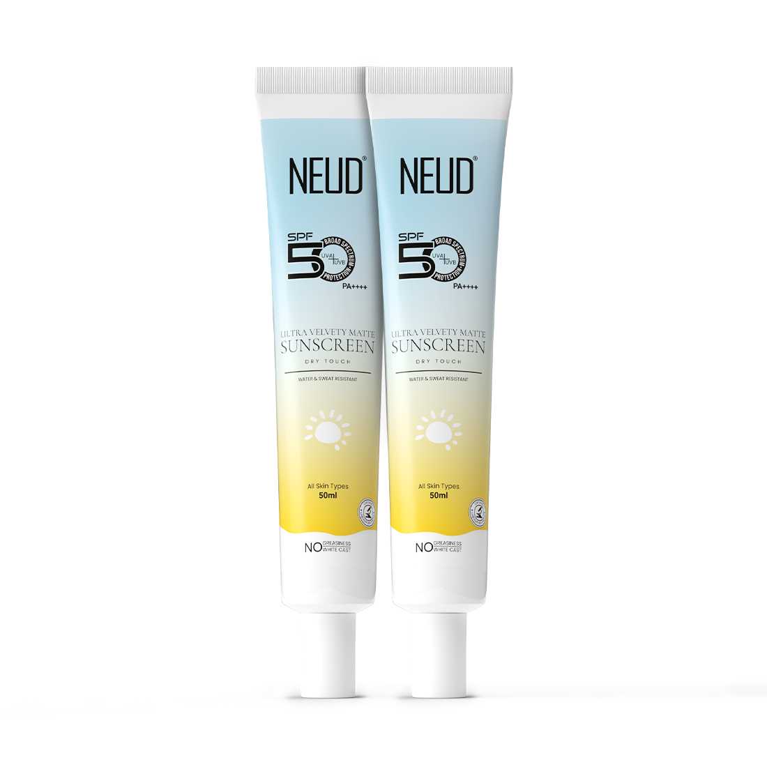 NEUD Ultra Velvety Matte Priming Sunscreen Dry Touch with SPF 50 PA++++ and Vitamin E, Sweat-Resistant, No White Cast - 50g - Image 9