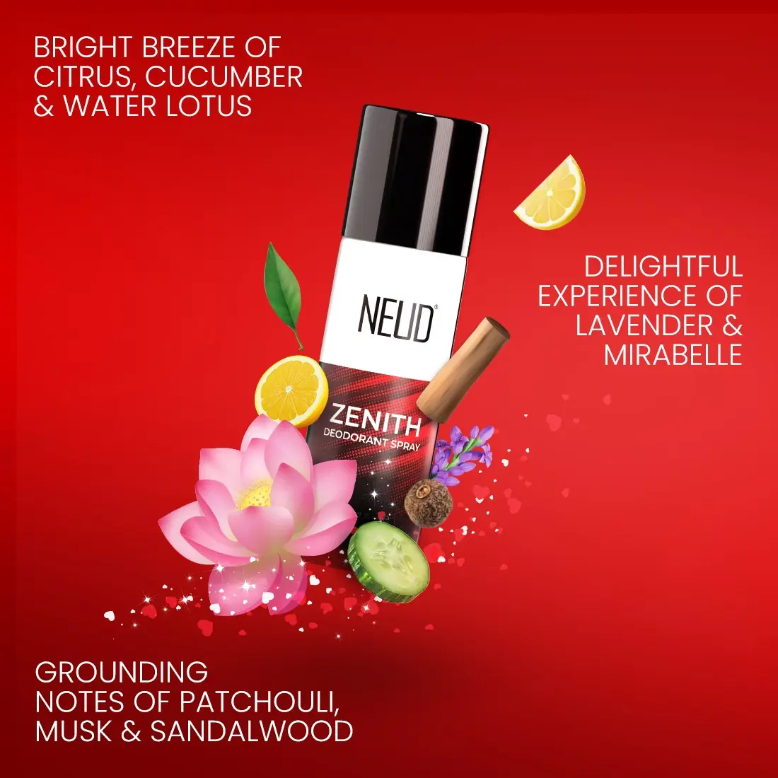 NEUD ZENITH Unisex Deodorant Perfumed Body Spray with Notes of Lotus, Szechuan Pepper, Sandalwood, 24-Hour Odor Protection - 50ml - Image 2