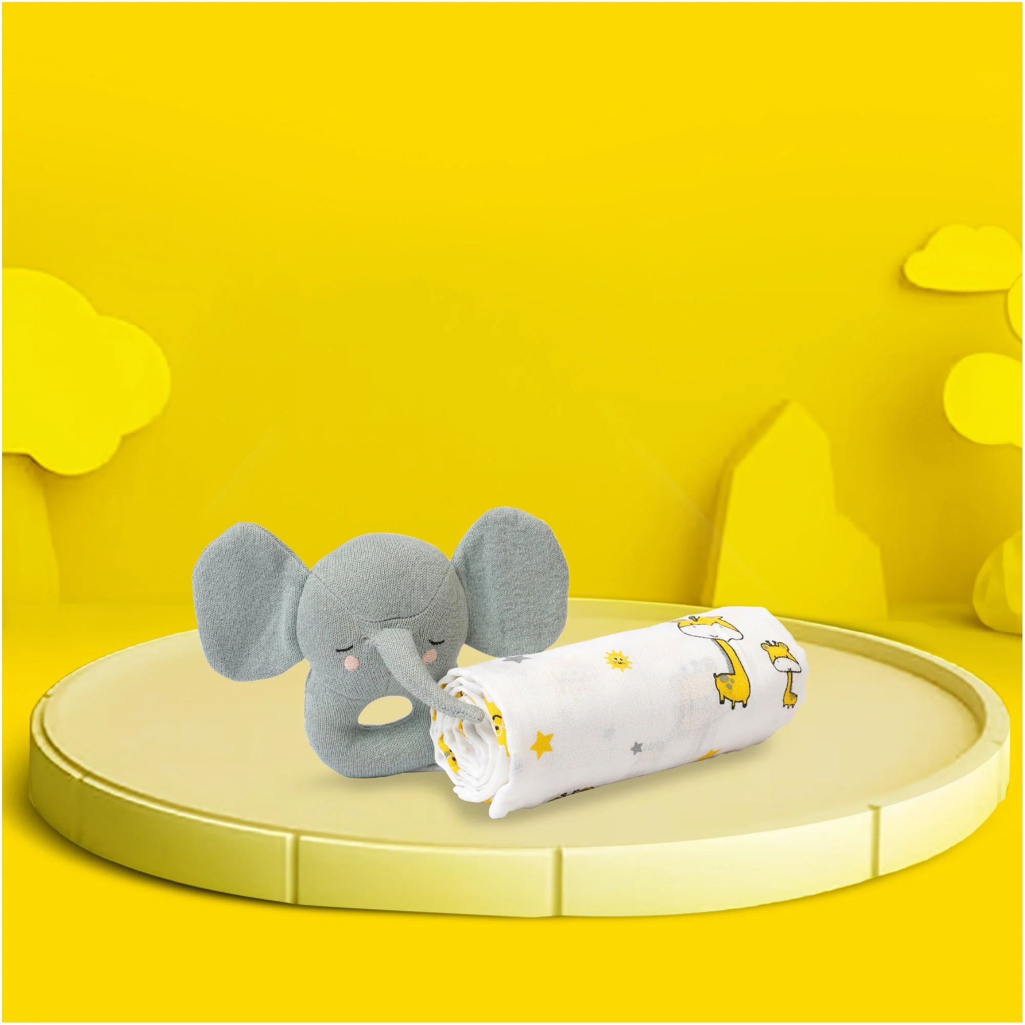 New Baby Gift Set - Baby Swaddle And Rattle Gift Set - Image 2