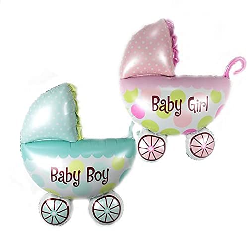 New Born Baby Boy (Blue) Or Baby Girl (Pink) Pram Cradle Shape Foil Balloons 27 Inch Shower And Welcome Kids (Set Of 2) - Image 2