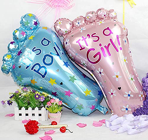 New Born Baby It's A Boy & It's A Girl Feet Shaped Blue, Pink Color Foil Balloon - Image 2
