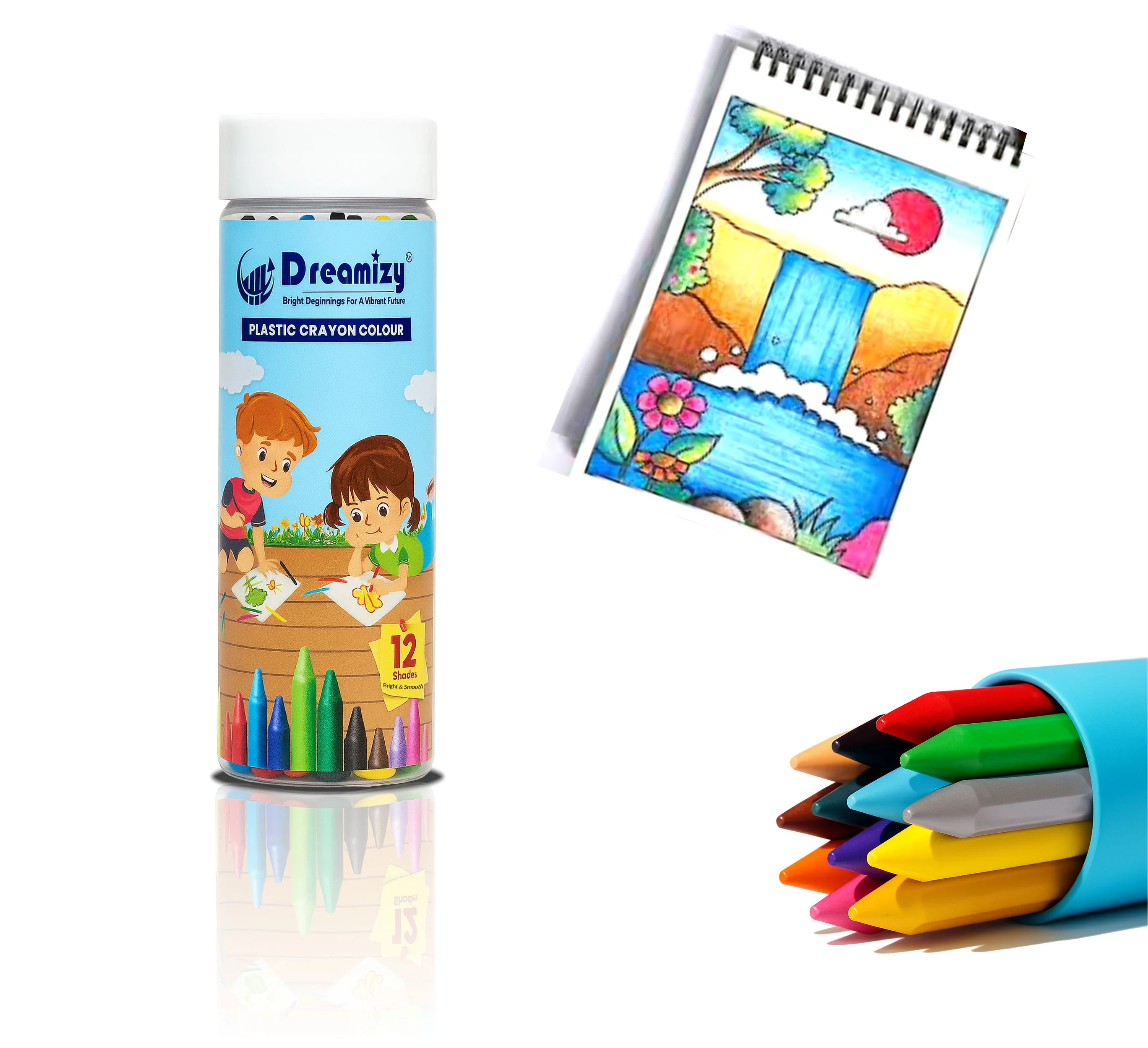 Non-Toxic Plastic Crayons, 12 Shades, Multicolour, Washable - Image 4