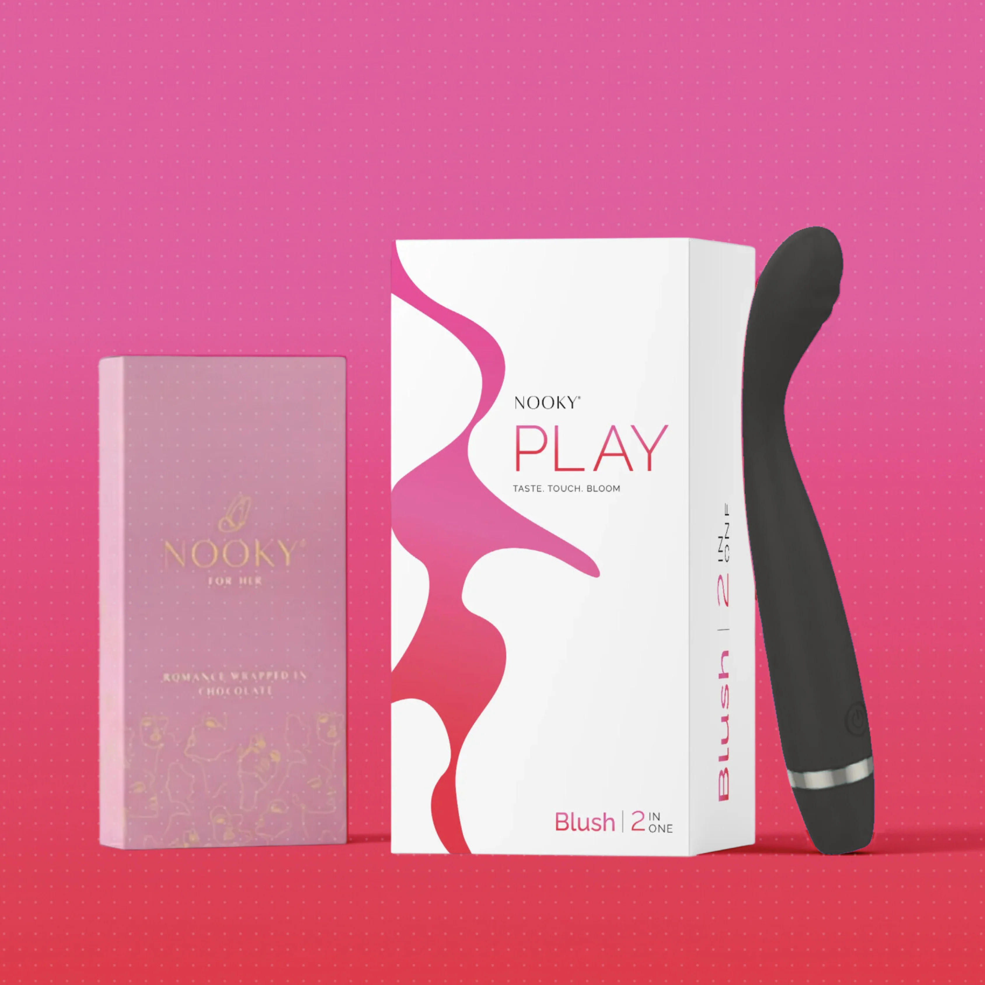 Nooky Blush 2-in-1 Play Kit | Pulse Women’s Massager + Intimacy Chocolate for Her - Image 15