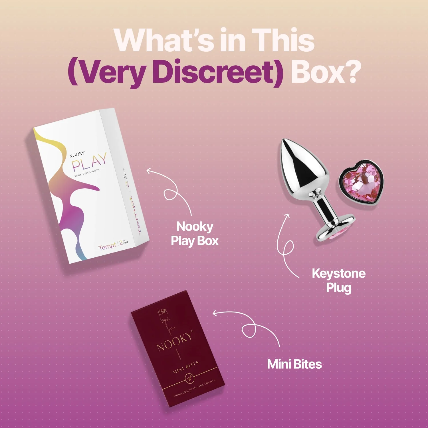 Nooky Tempt 2-in-1 Play Kit | Keystone Butt Plug for Couples + Mini Bite Intimacy Chocolate - Image 6