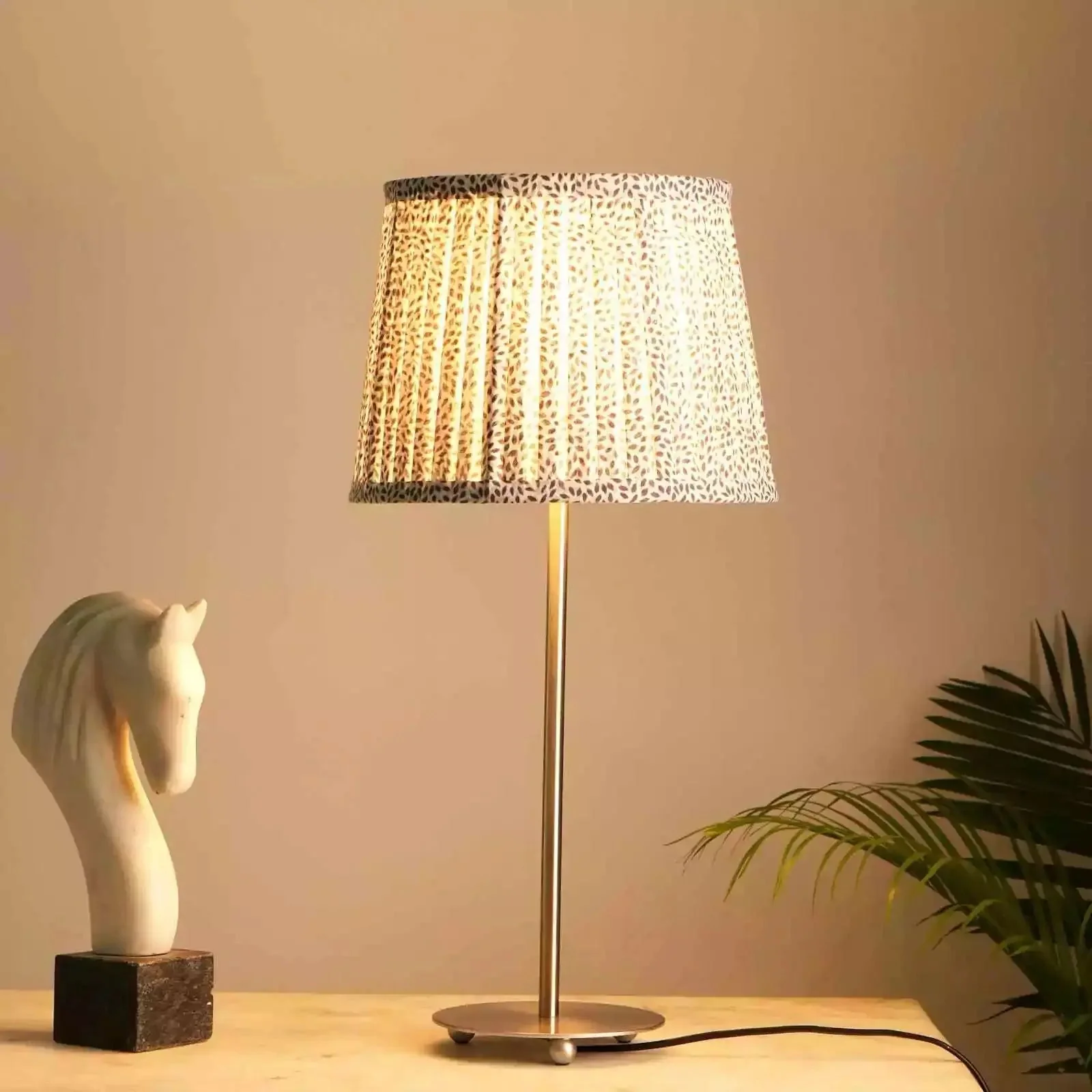 Nordic Night Table Lamp - Indian Block Printing Technique, Made From Cotton Recycled Paper, Premium Matte Finish For Base - Image 4