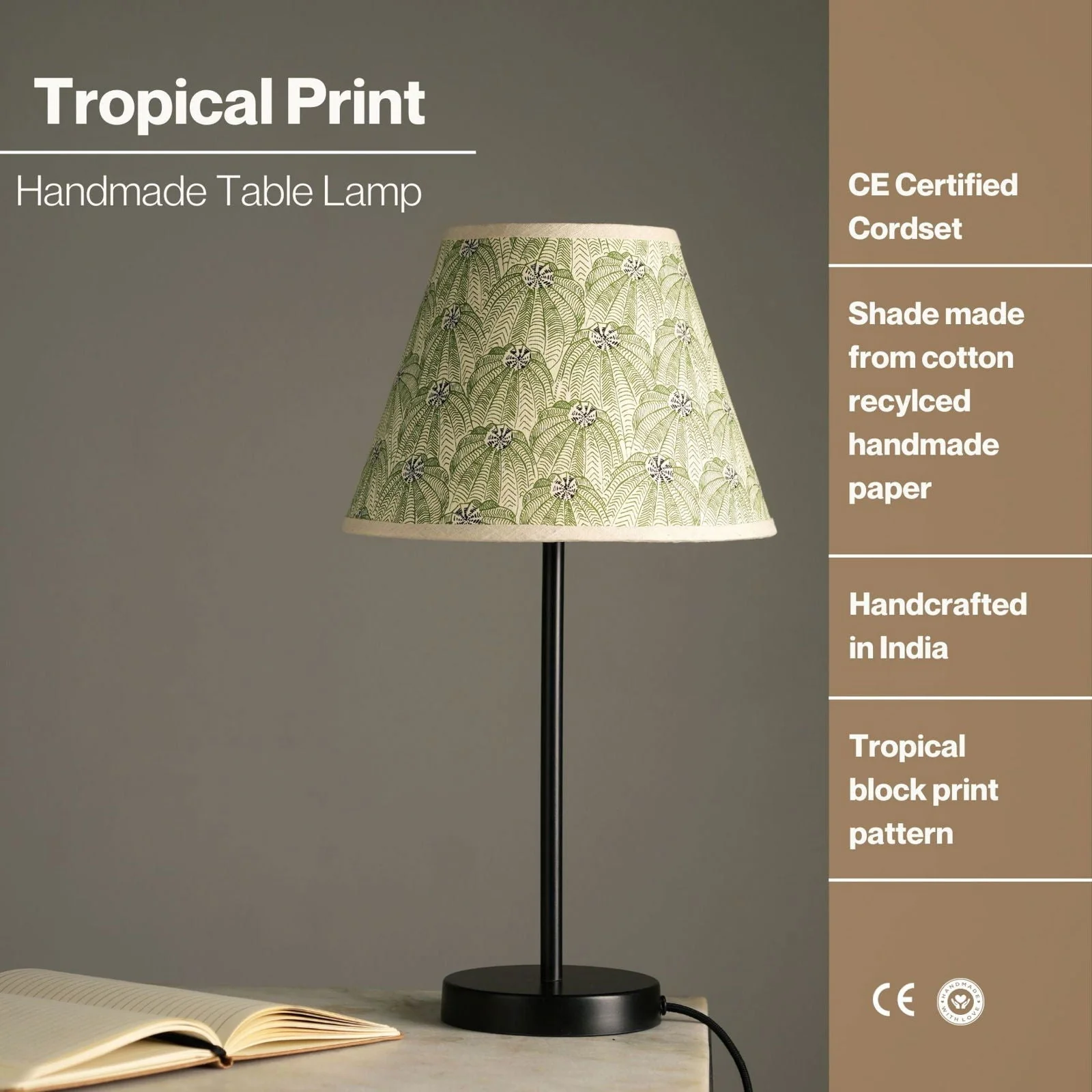 Nordic Night - Tropical Floral Print Table Lamp - Image 6