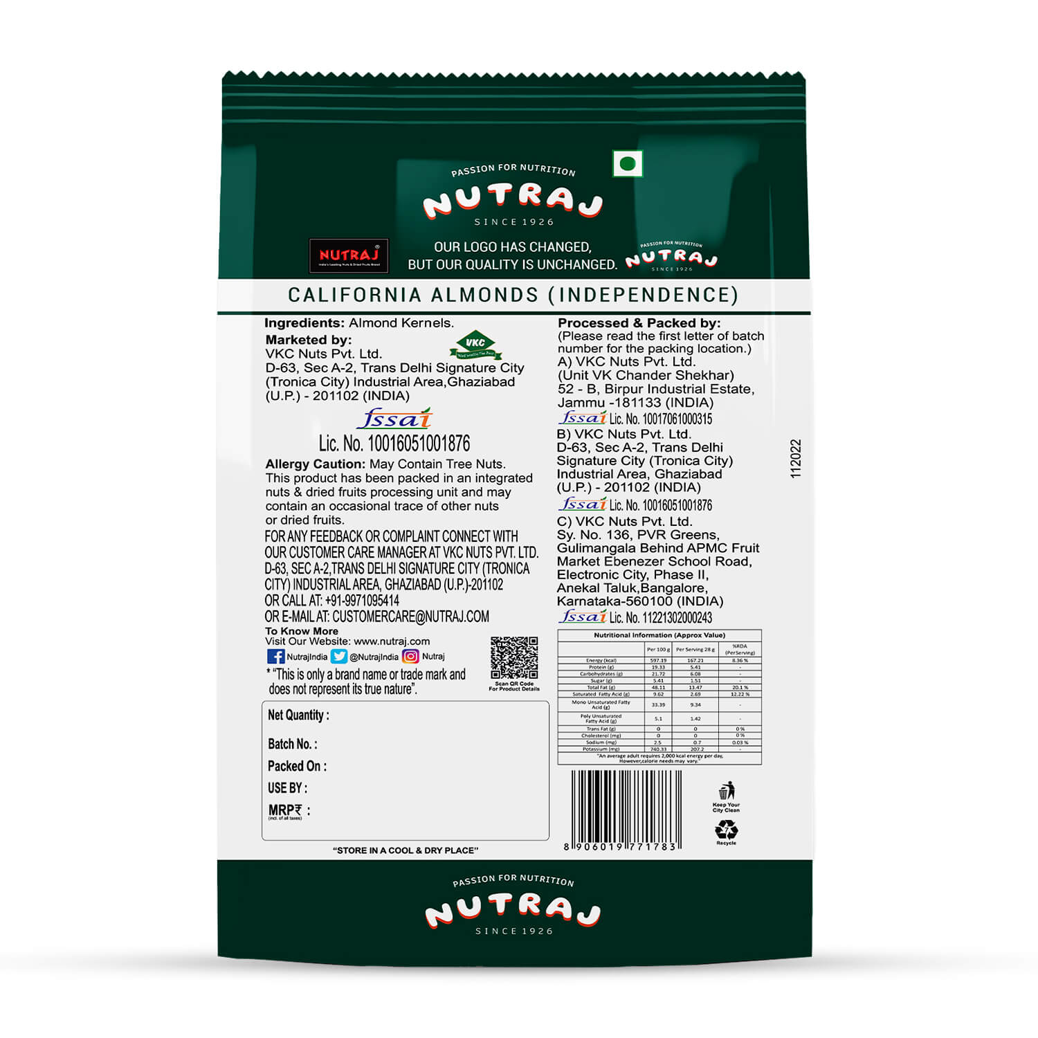 Nutraj Anymany Californian Almonds Badam 1kg - Image 3