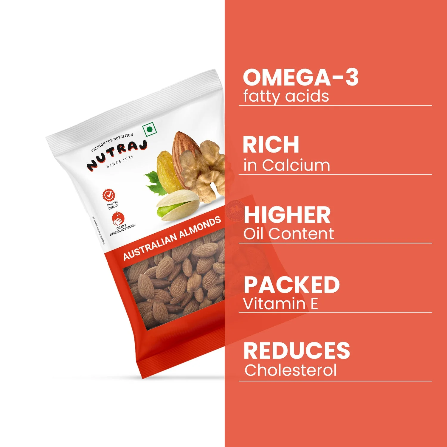 Nutraj Australian Almonds Kernel 100g - Image 2