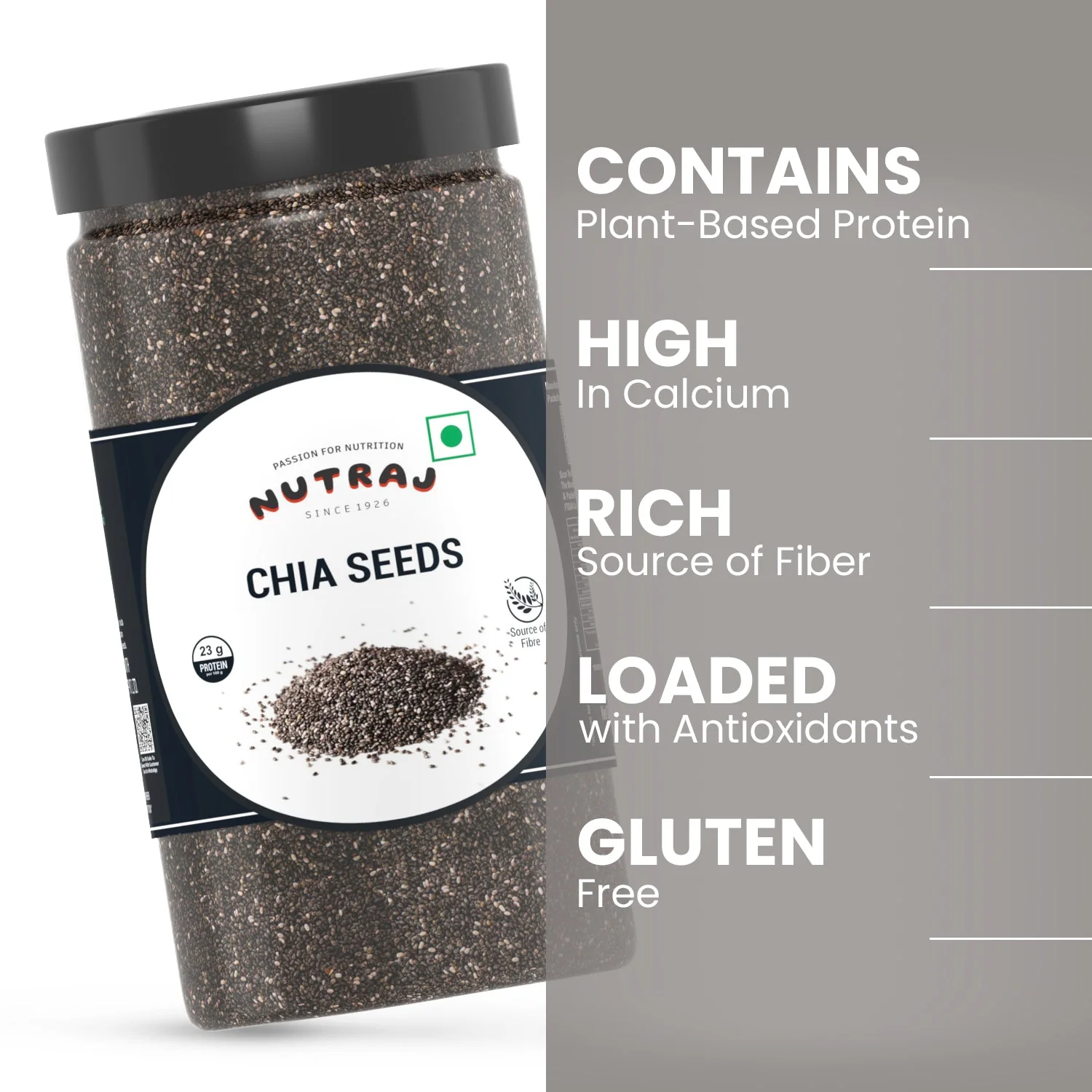 Nutraj Chia Seeds 500g jar - Image 3
