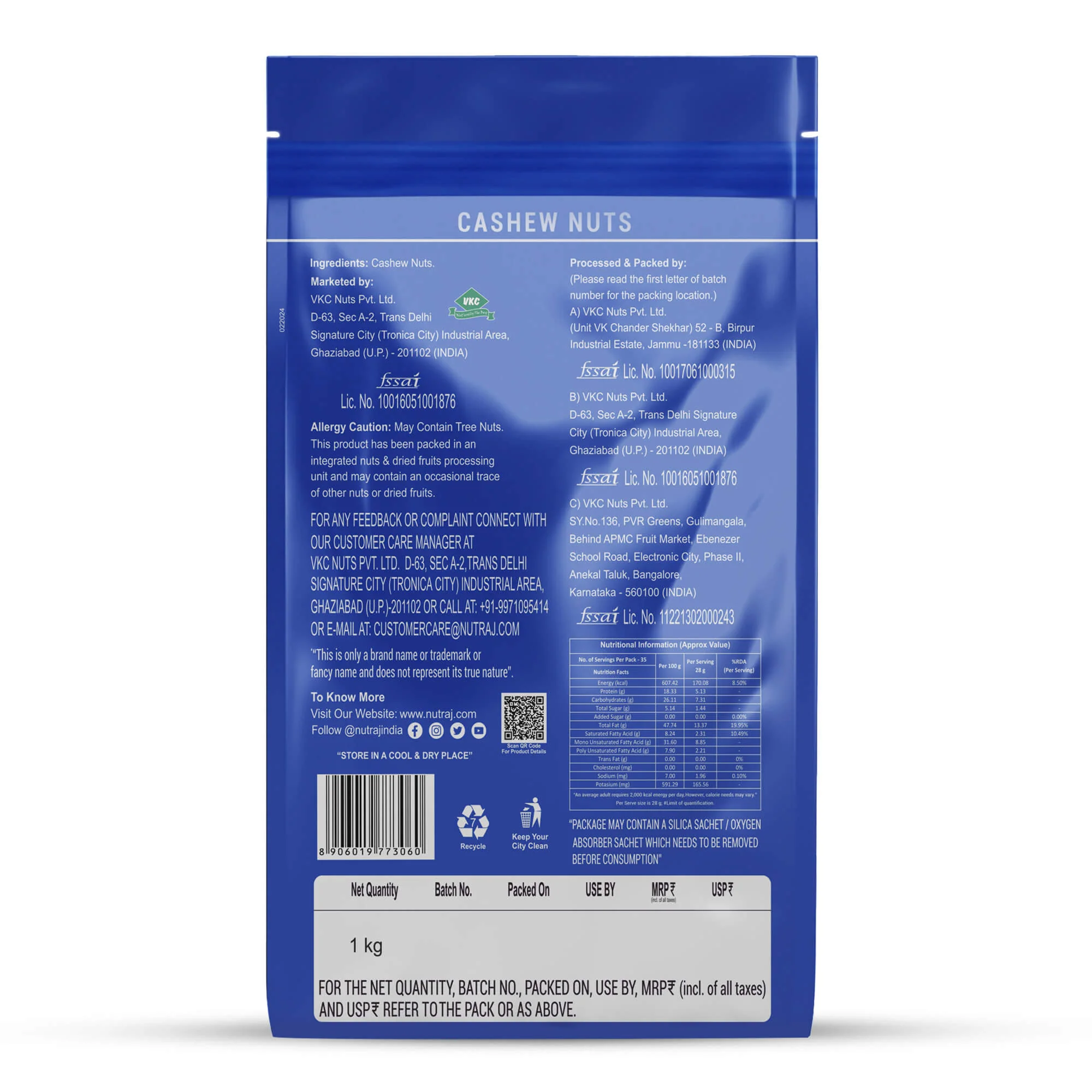 Nutraj Premium Cashew Nuts 1KG (W320) - Image 4