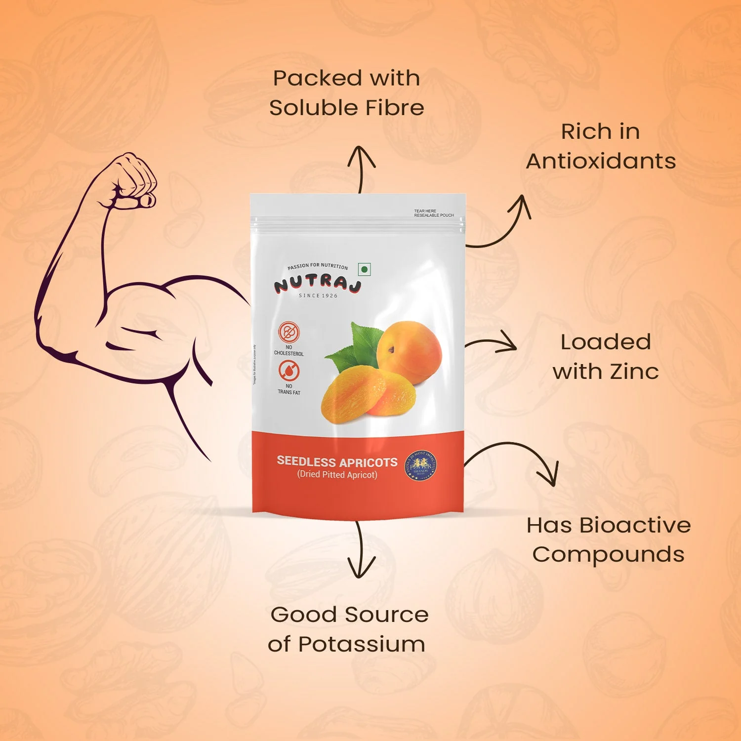 Nutraj Premium Dried Pitted Turkish Apricots 200gm - Image 4