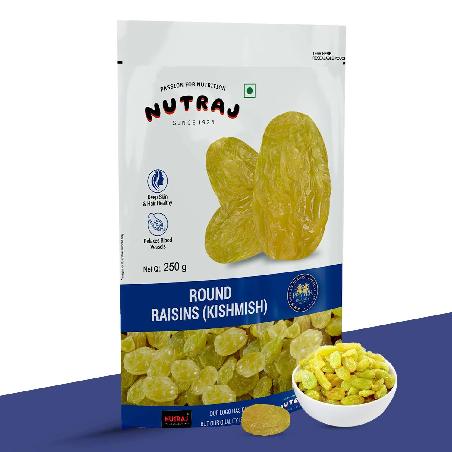 Nutraj Round Raisins 250gm (kishmish/kismis) - Image 2