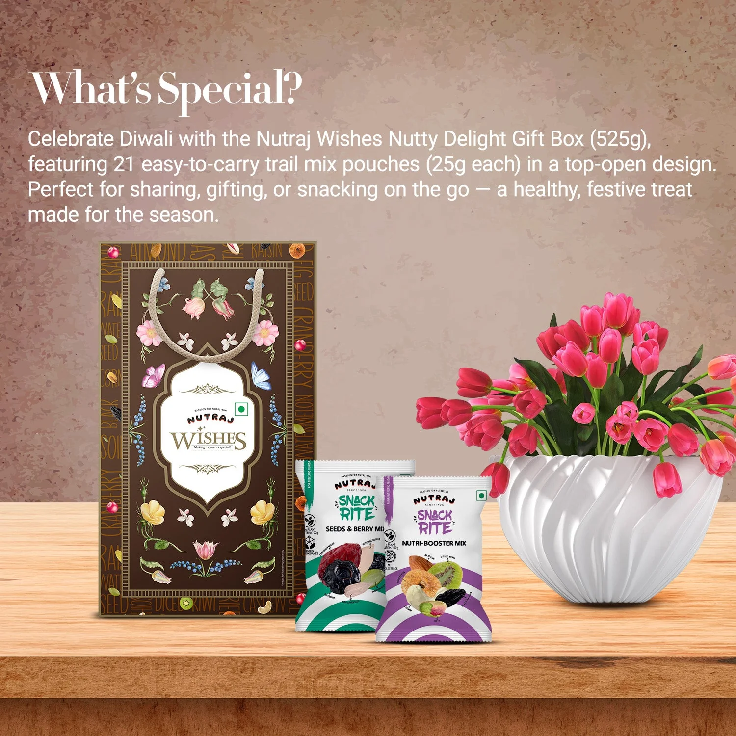 Nutraj Wishes Nutty Delight 525g Diwali Gift Hamper | GB-77 - Image 4