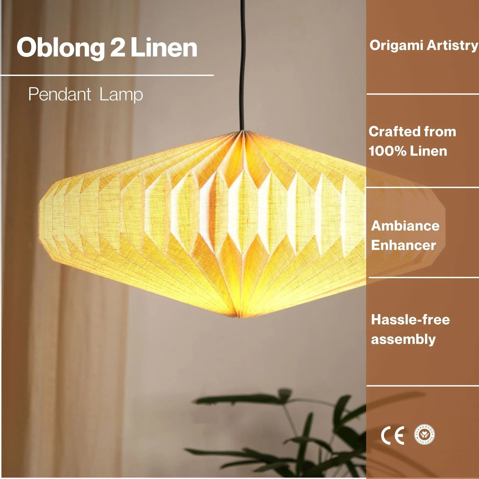 Oblong 2 - Linen Pendant Lamp - Image 12