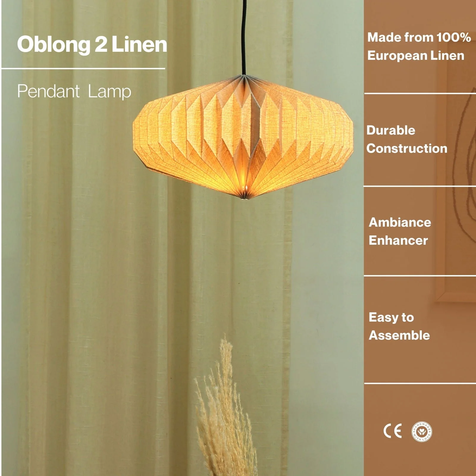 Oblong 2 - Linen Pendant Lamp - Image 13