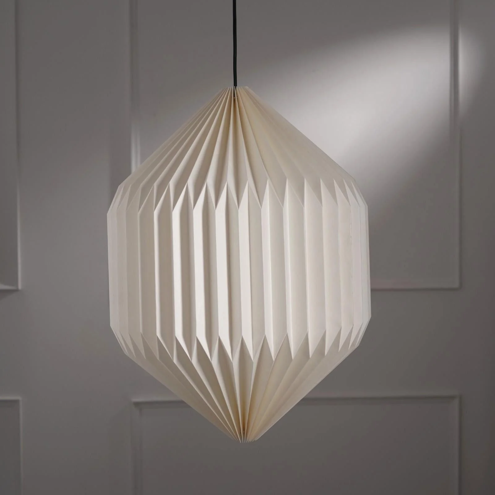 Oblong Pendant Lamp - Scandinavian Design, Handpleating, Origami Lampshade
