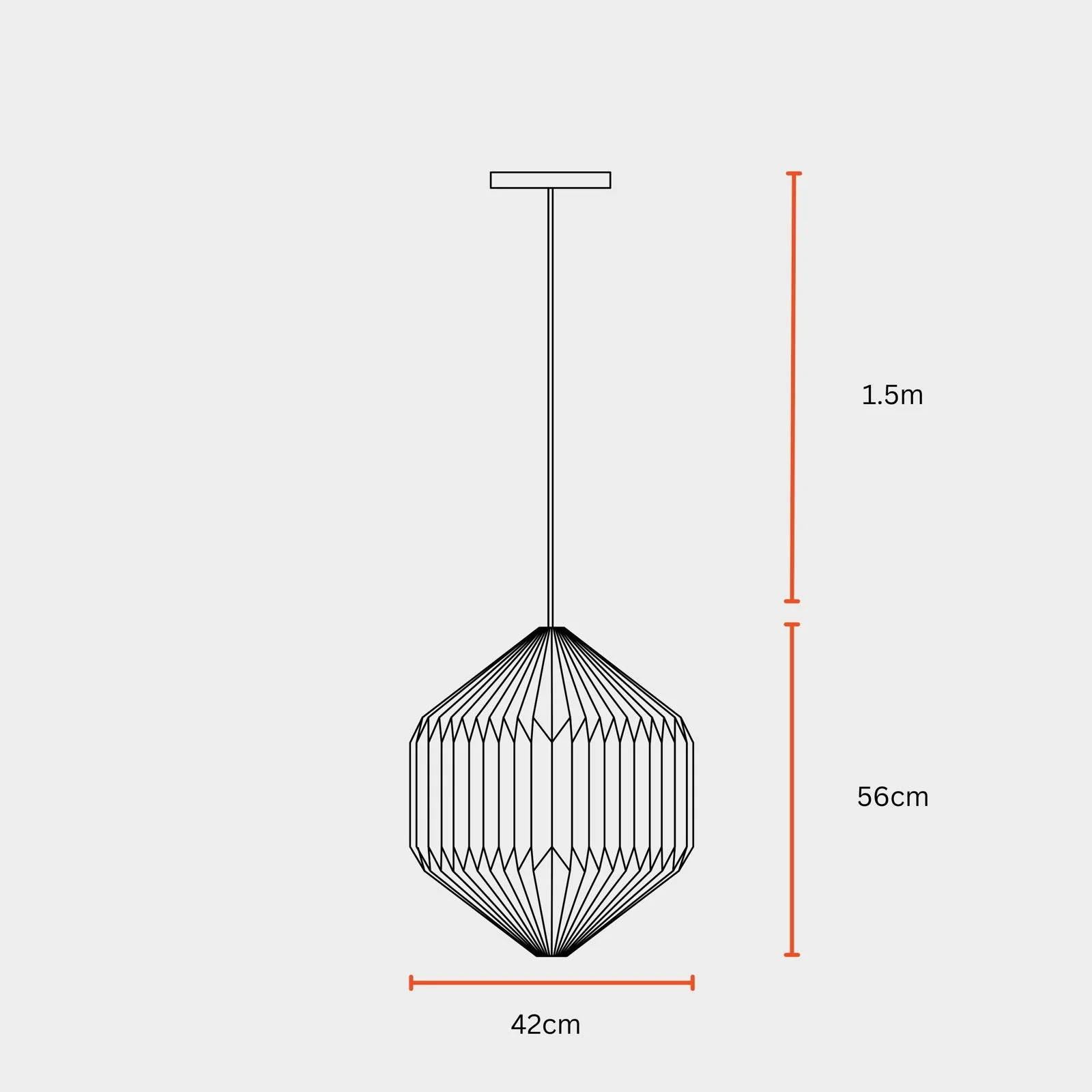 Oblong Pendant Lamp - Scandinavian Design, Handpleating, Origami Lampshade - Image 6