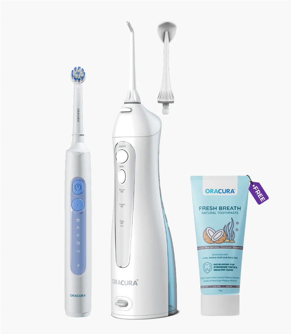 OC150 BeginCare Water Flosser + OB200 Oscillating Rechargeable Electric Toothbrush + Natural toothpaste Combo - Image 2