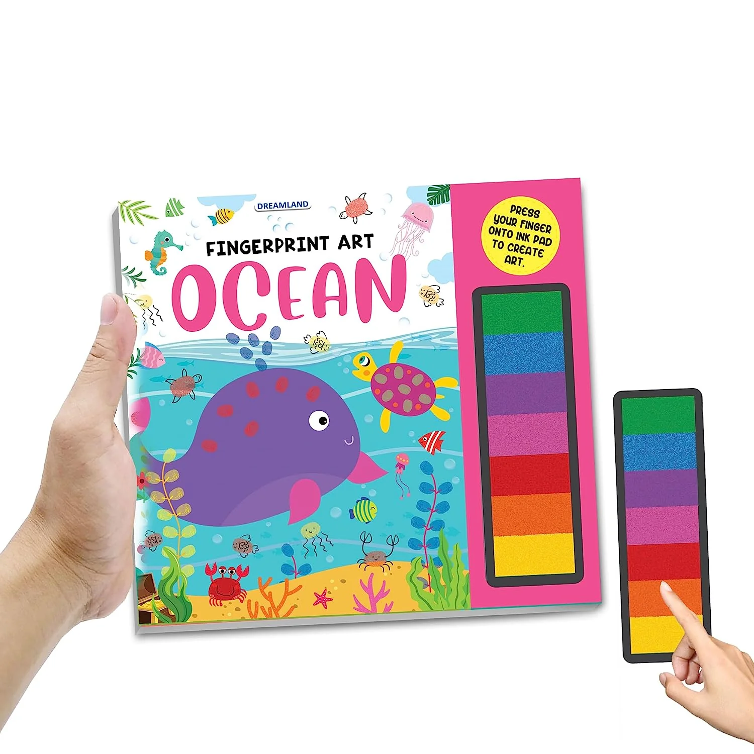 Ocean Fingerprint Art Activity Book for Children Age 4 - 9 years with Thumbprint Gadget | Colouring Book for Kids - Image 2