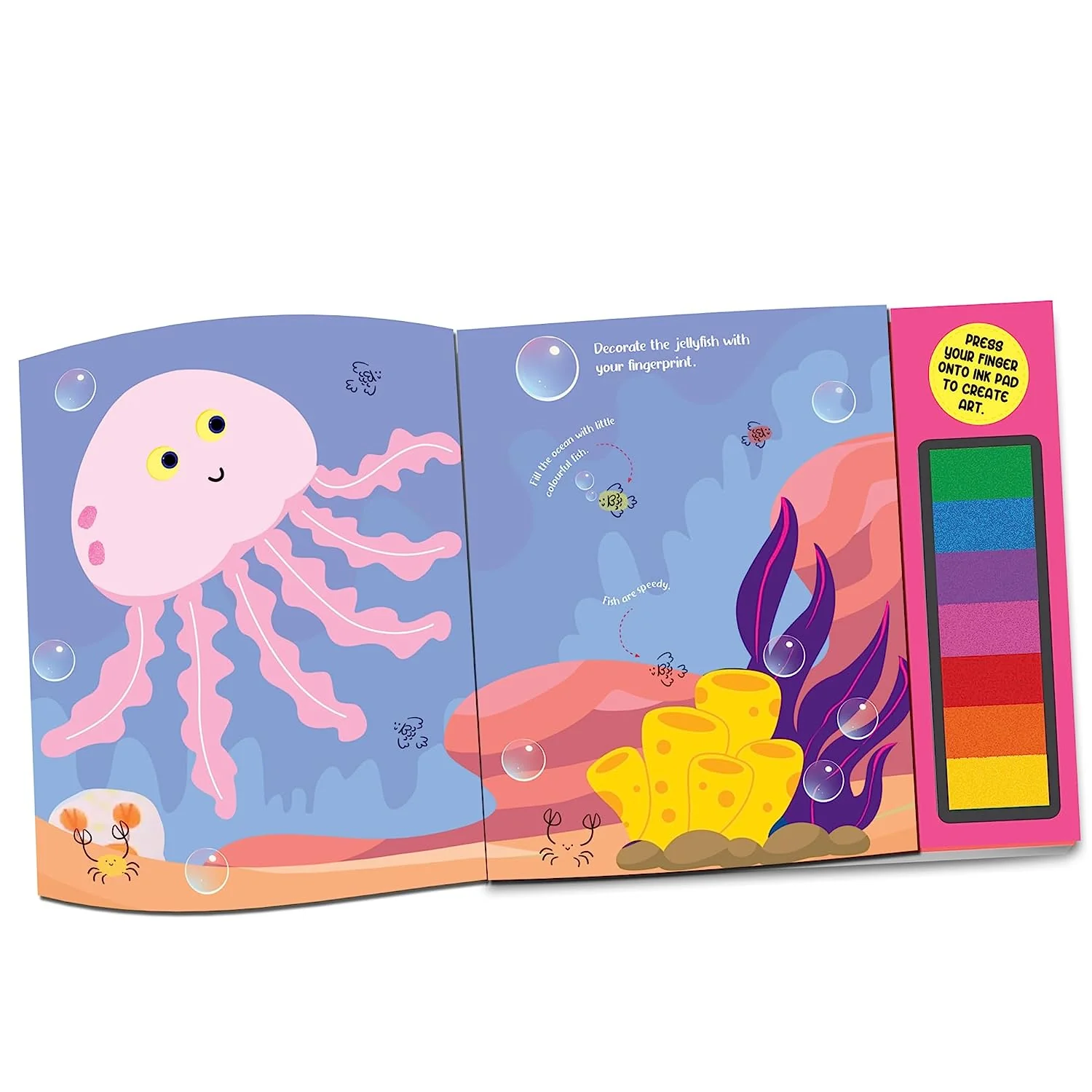 Ocean Fingerprint Art Activity Book for Children Age 4 - 9 years with Thumbprint Gadget | Colouring Book for Kids - Image 3