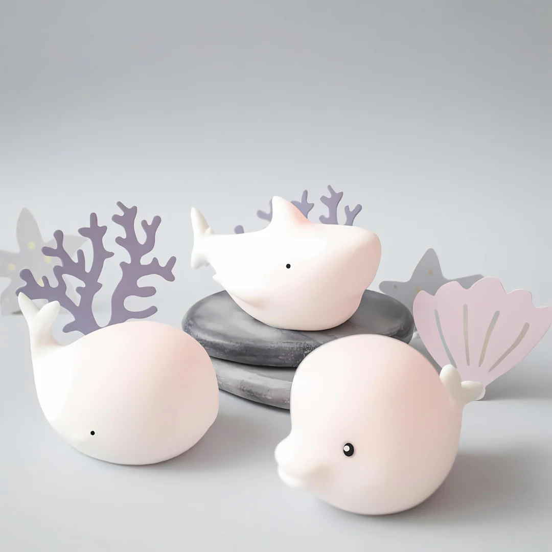 OceanPals: Set of 6 Adorable Ocean-Themed Squishy Night Lights with Soft LED Glow – Includes Whale, Shark, Octopus, Dolphin, Turtle & Duck