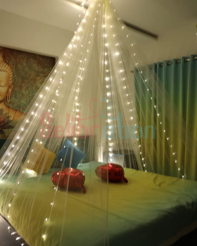 Off White Color Decoration Net Cabana Tent  (With 5M Led Light) - Image 4