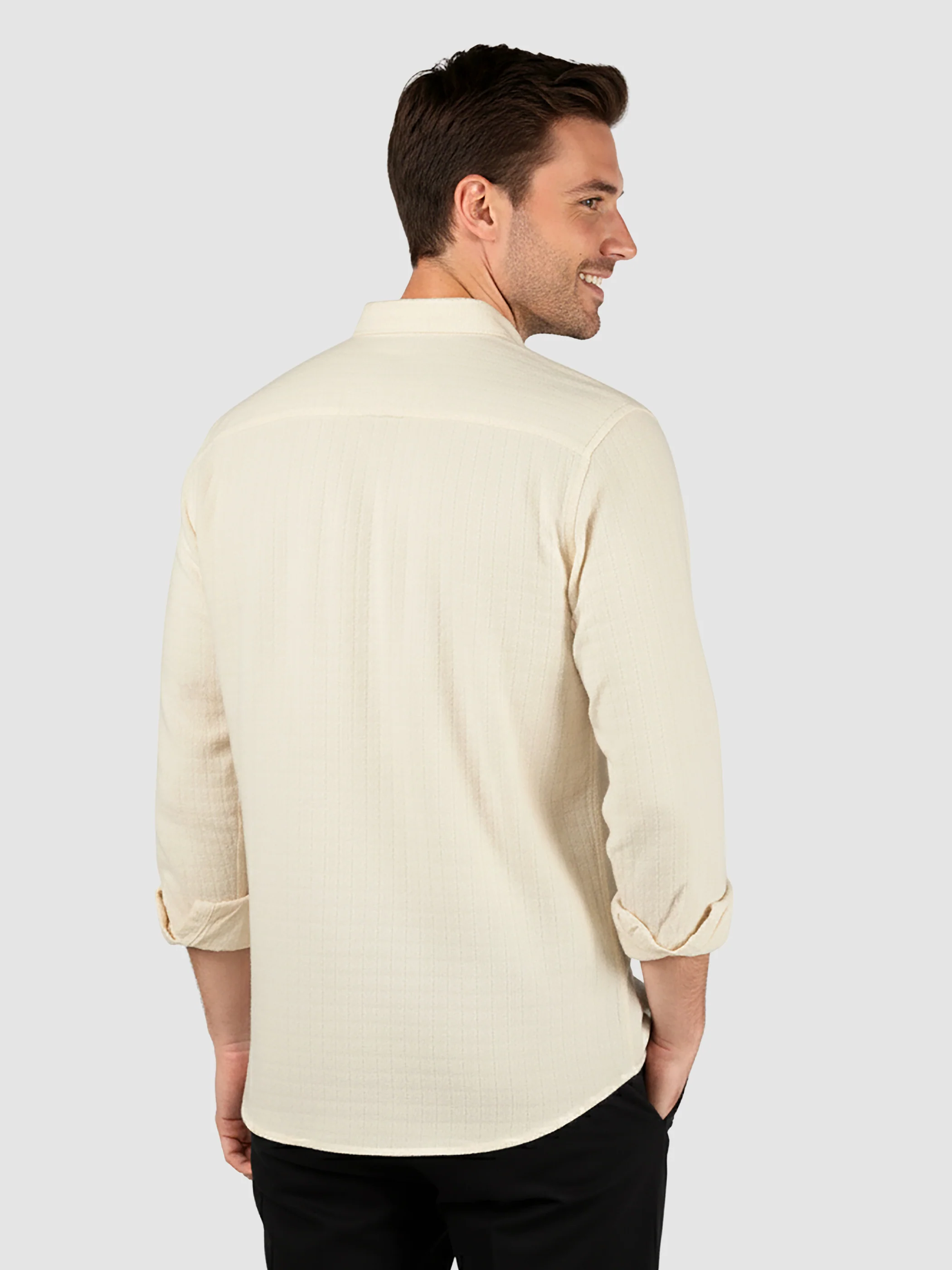 Off-White Waffle Button-Down Cotton Shirt - Image 3