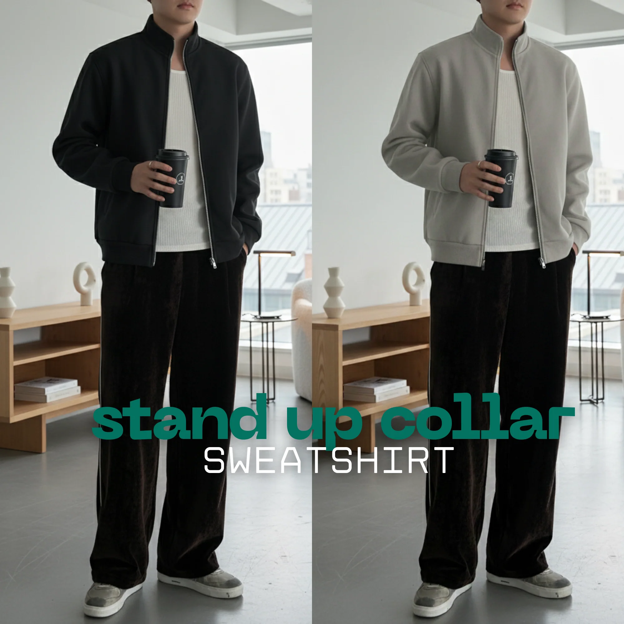 Old Money Stand Up Collar Sweatshirt Zip-Up | Timeless Essential - Image 19