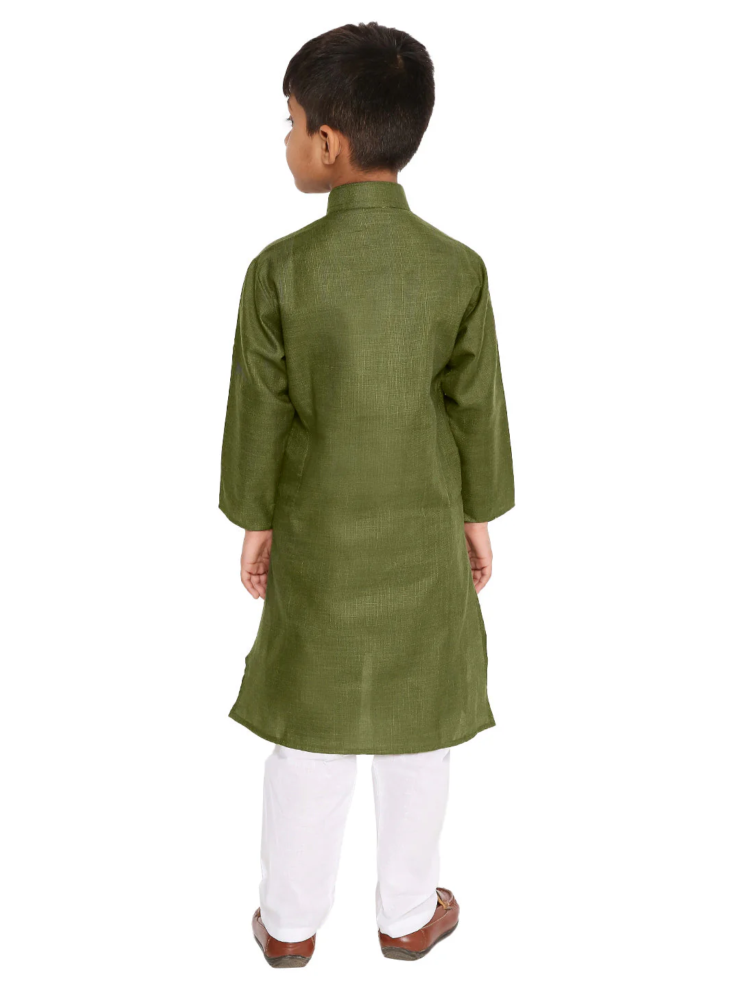 Olive Green Cotton Blend Kurta - Image 4