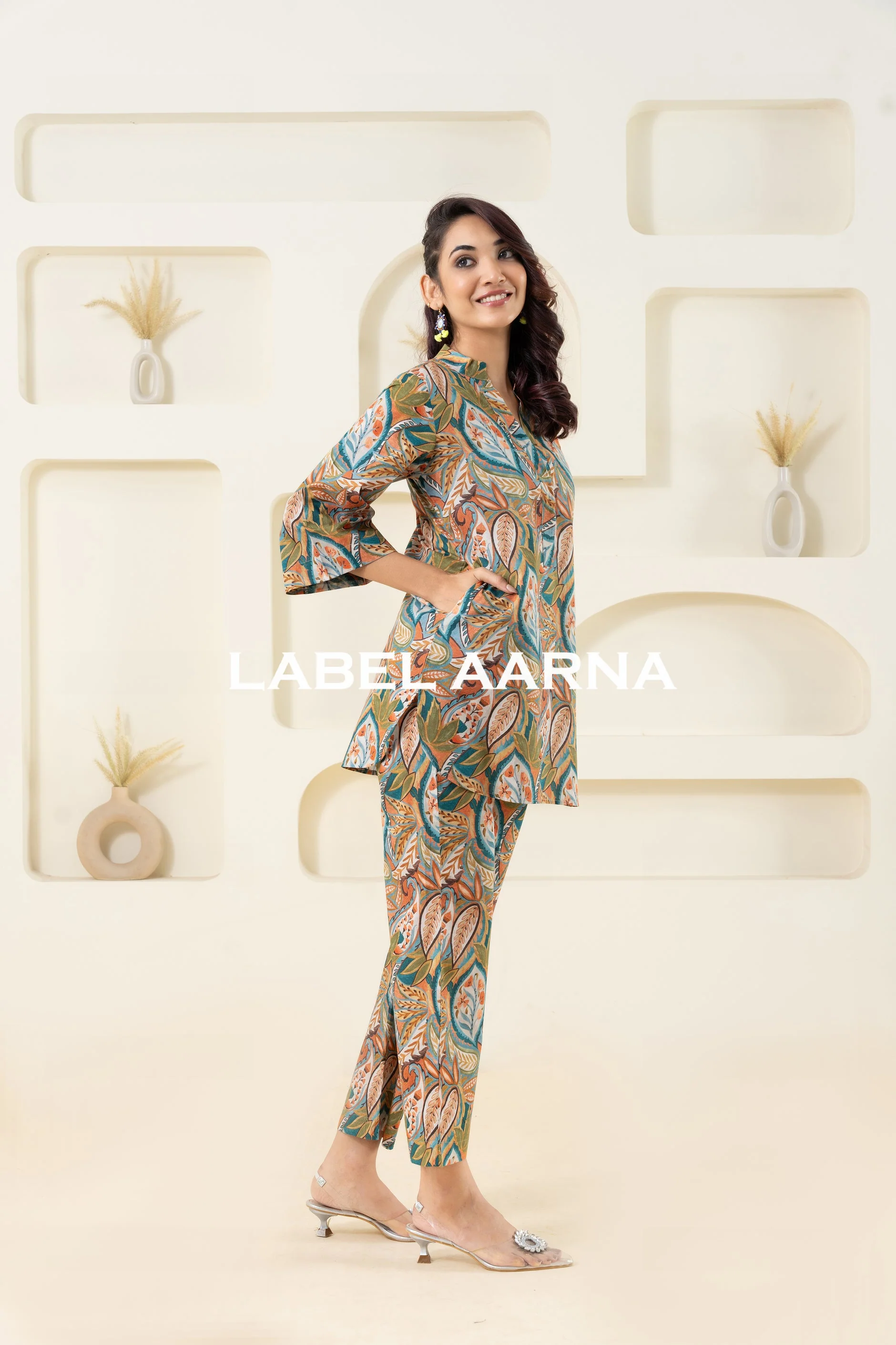 Olive Green Pure Cotton Printed Co-Ord Set - Image 4