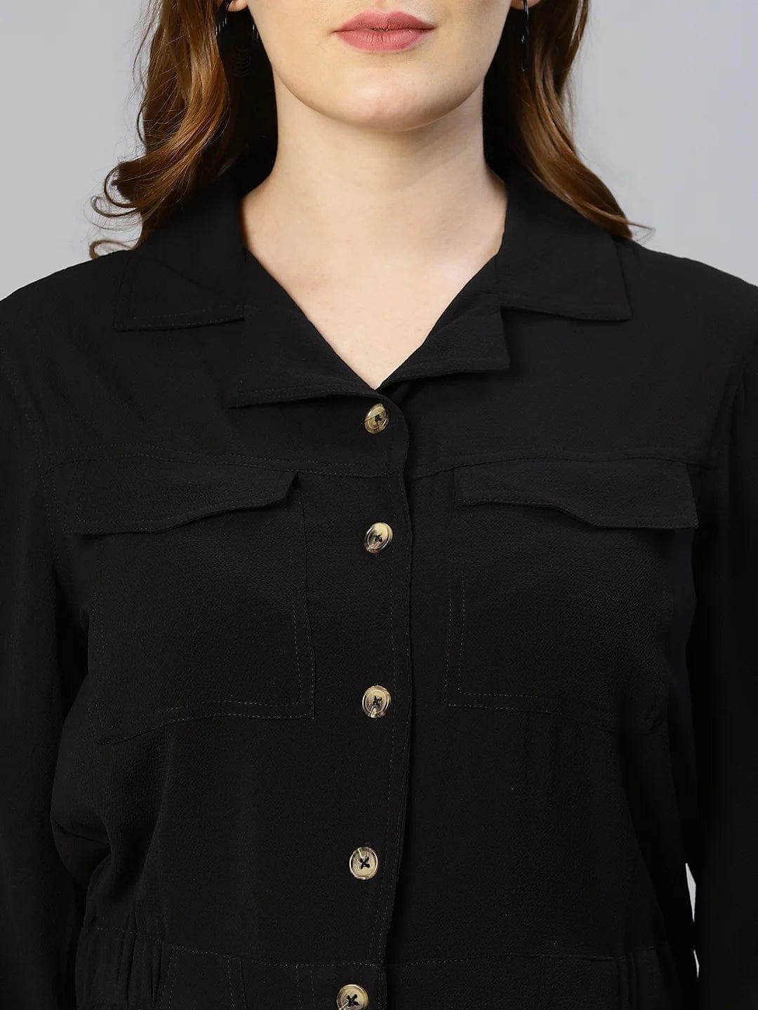 On Trend Black Button-Down Women Jumpsuit - Image 3