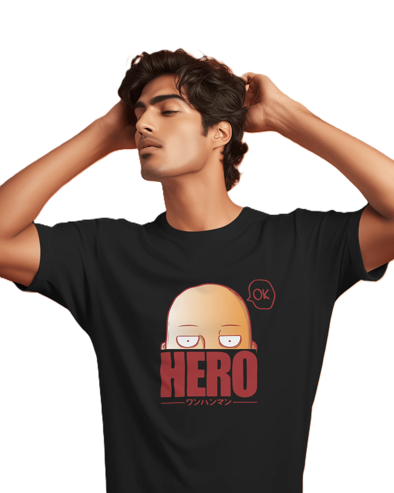 One Punch Man “OK Hero” Graphic T-Shirt – Black - Image 2