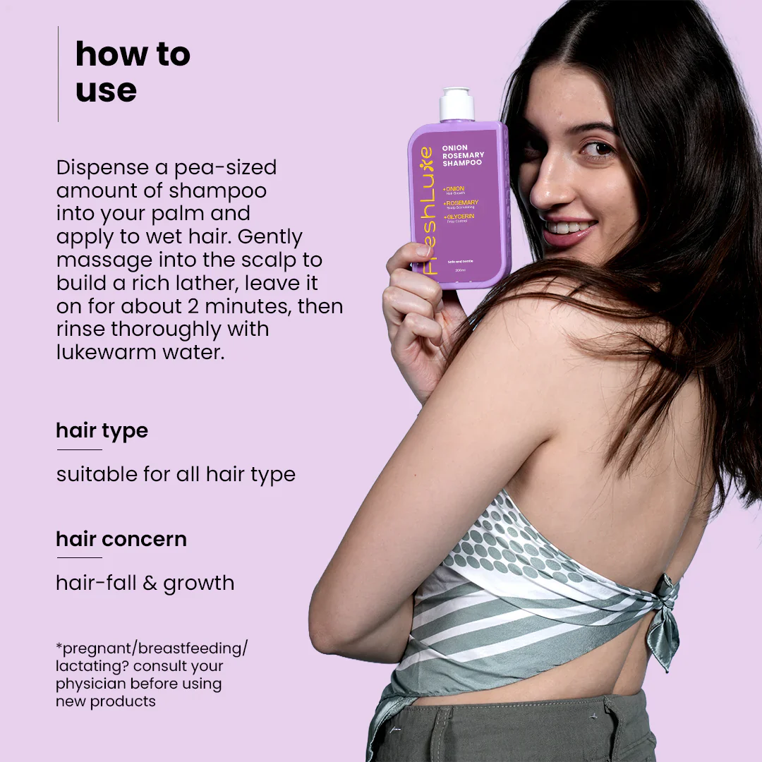 Onion & Rosemary Growth Boost Shampoo for Strong, Shiny Hair | 200 ml - Image 3