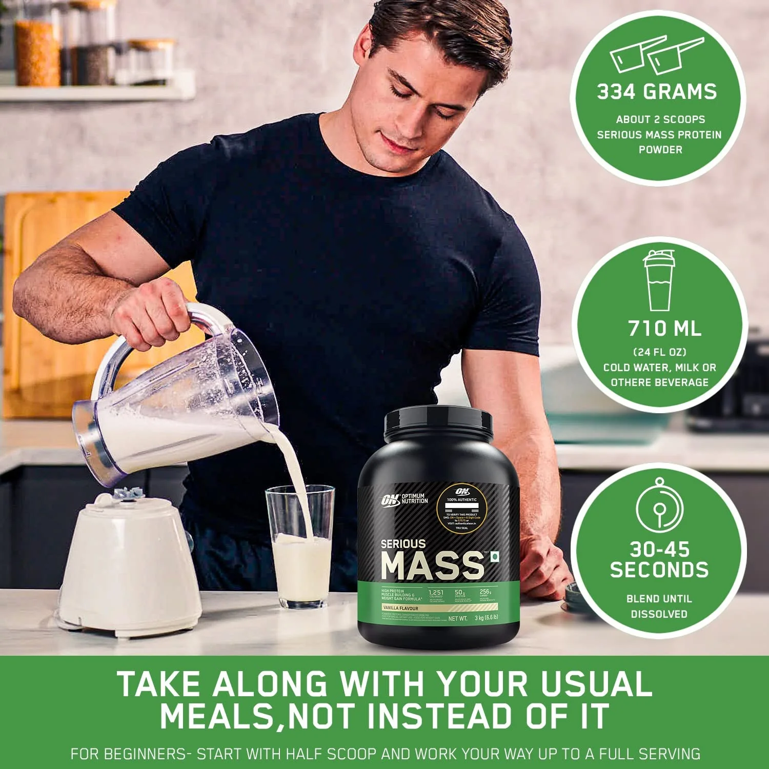 OPTIMUM NUTRITION (ON) Serious Mass 3Kg - Image 3