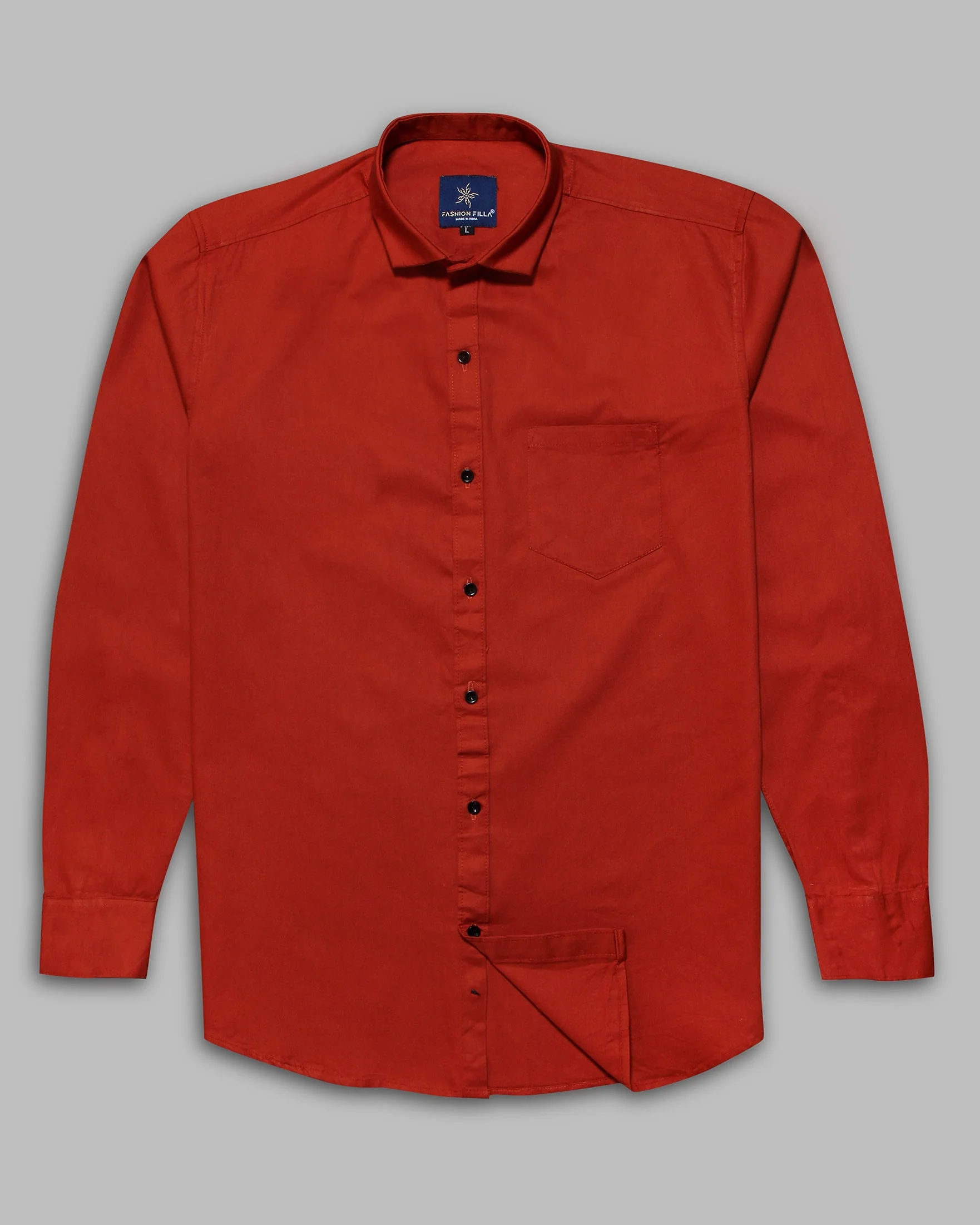 Orange Super Soft Black Button Premium Cotton Shirt - Image 5
