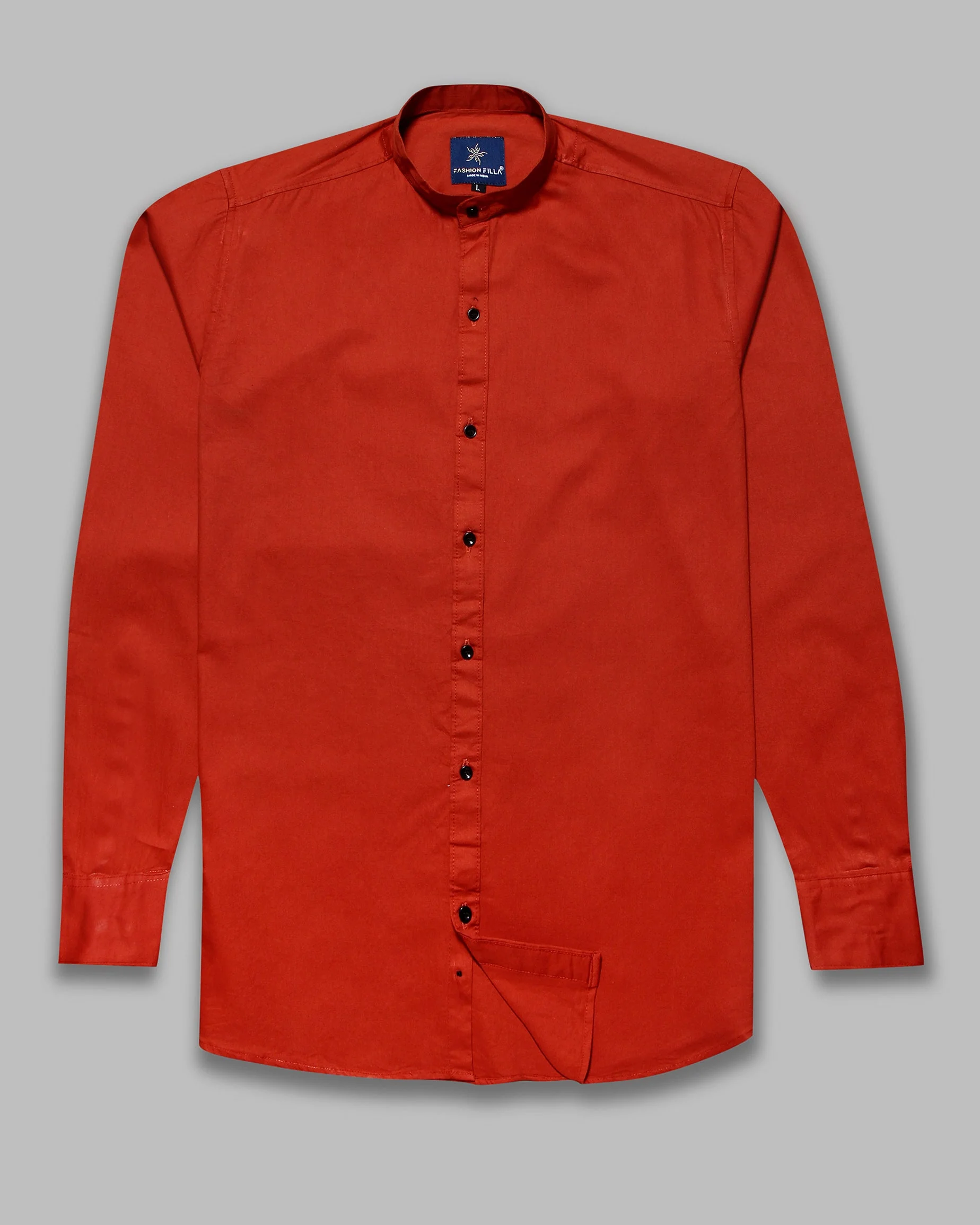Orange Super Soft Kurta Collar Premium Cotton Shirt - Image 5