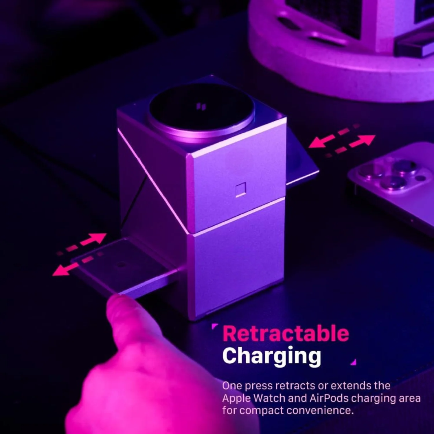 Orbix: 3-in-1 Qi2 Futuristic Magnetic Wireless Charging Station with 15W Fast Charging, MagSafe-Compatible Dock for iPhone, Apple Watch & AirPods - Image 3