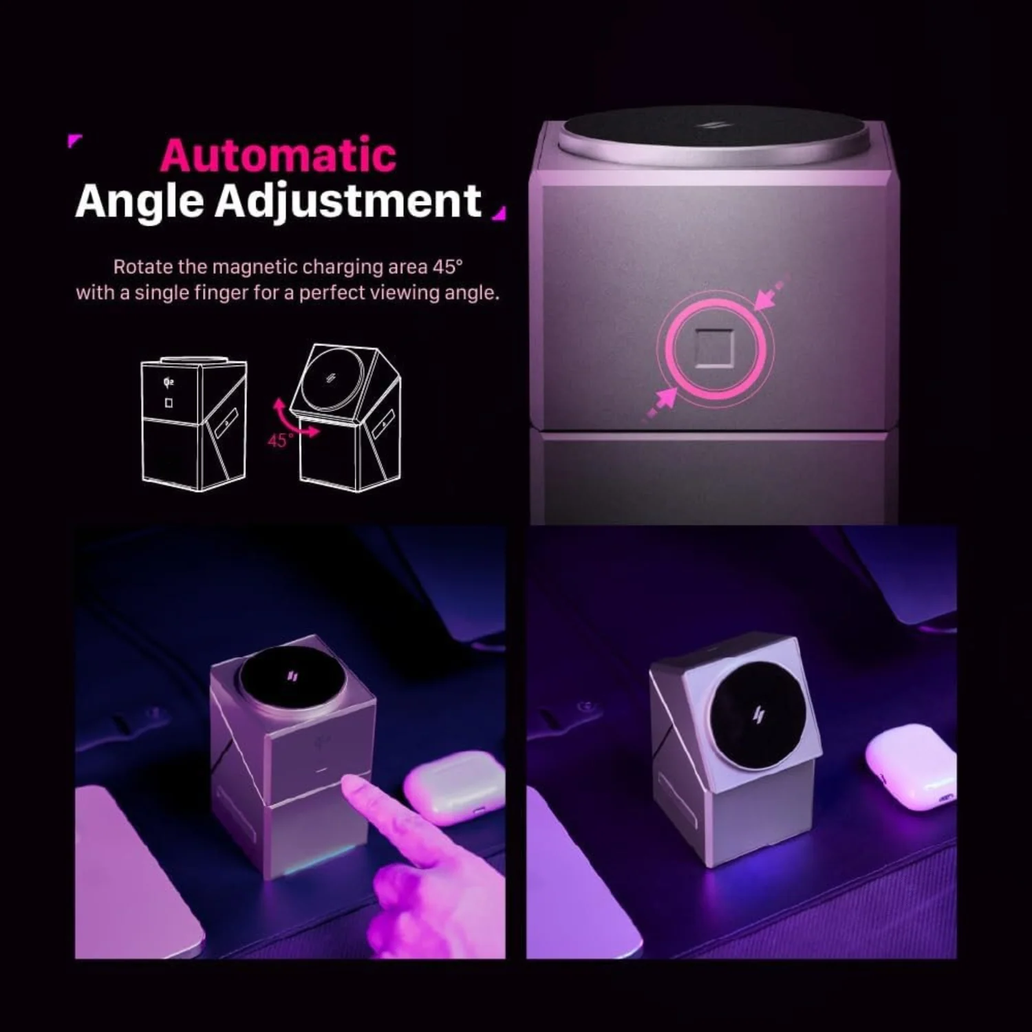 Orbix: 3-in-1 Qi2 Futuristic Magnetic Wireless Charging Station with 15W Fast Charging, MagSafe-Compatible Dock for iPhone, Apple Watch & AirPods - Image 4
