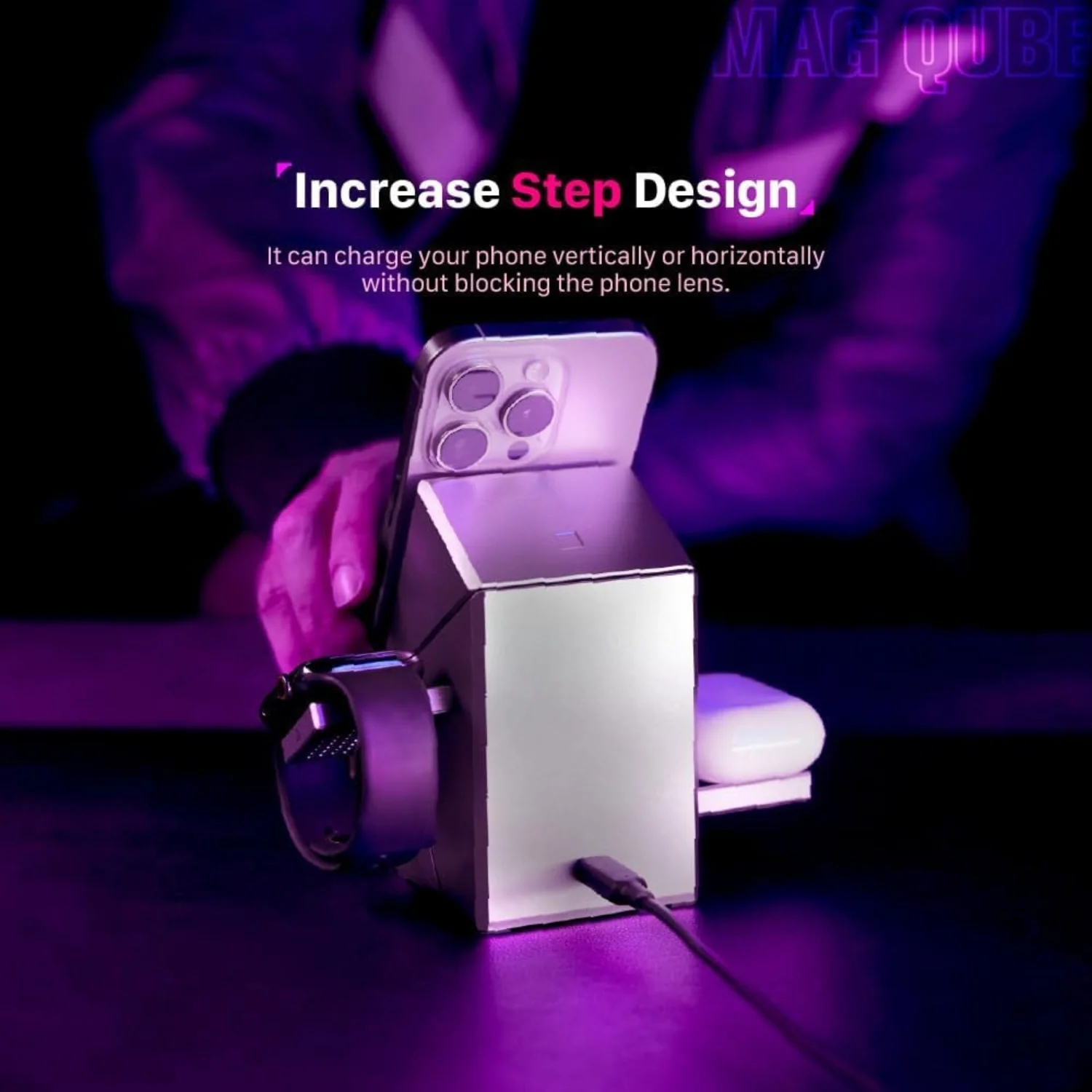Orbix: 3-in-1 Qi2 Futuristic Magnetic Wireless Charging Station with 15W Fast Charging, MagSafe-Compatible Dock for iPhone, Apple Watch & AirPods - Image 8