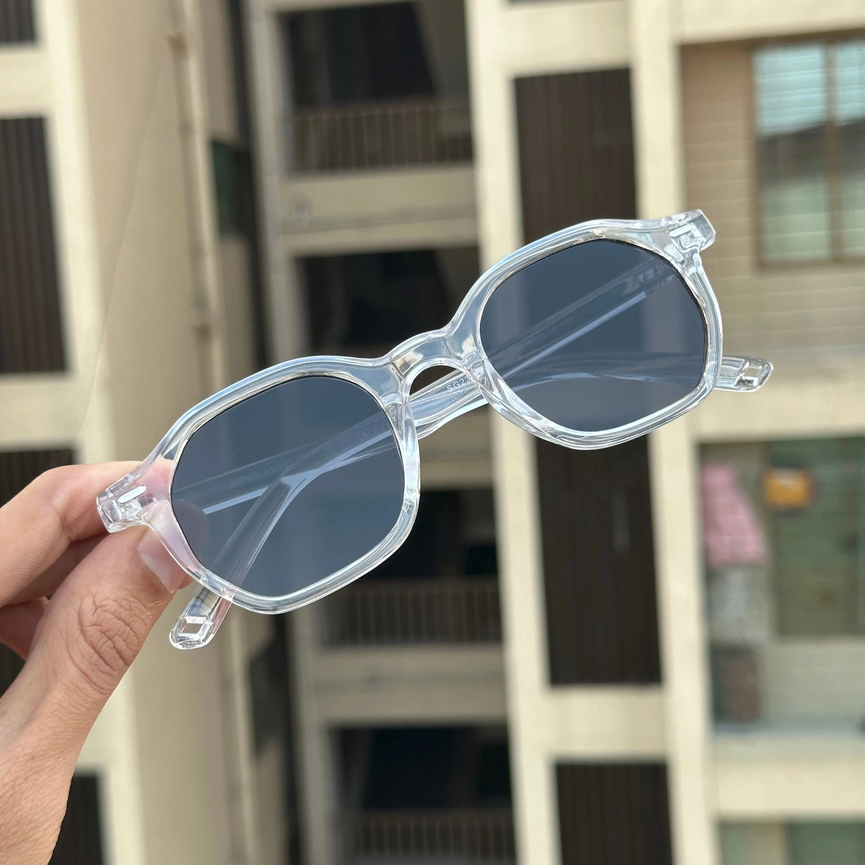Orchid Clear Black Round Sunglasses - Image 2