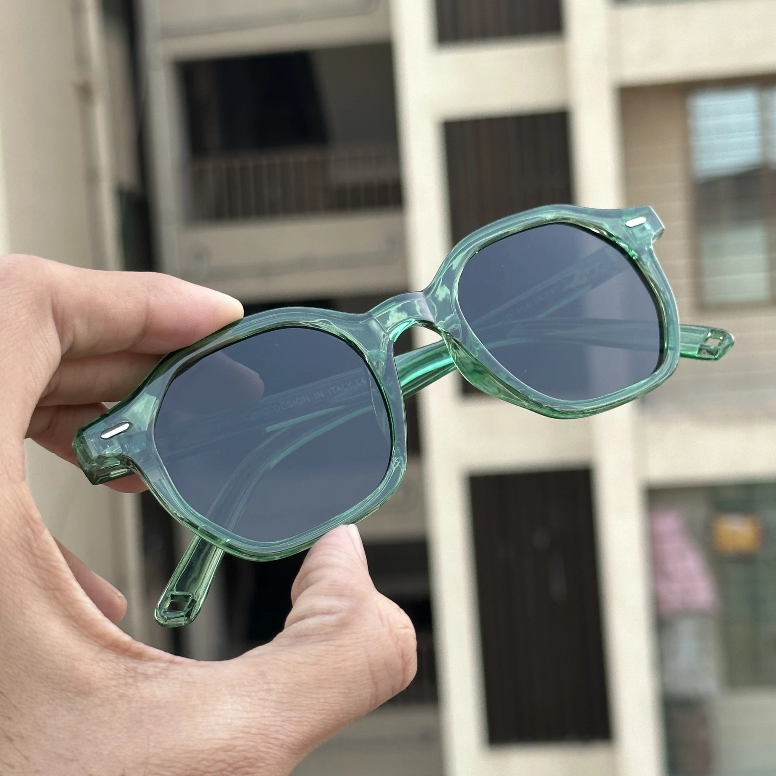 Orchid Green Black Round Sunglasses - Image 2