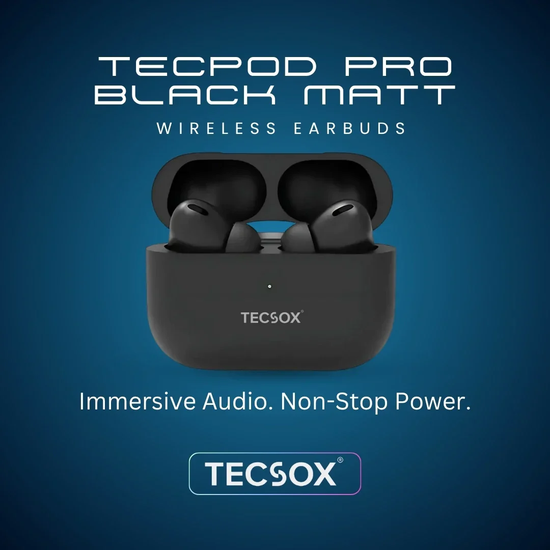 Order TecPod Pro Black Matt Bluetooth Earbuds | Deep Bass | Under ₹1000 - Image 4